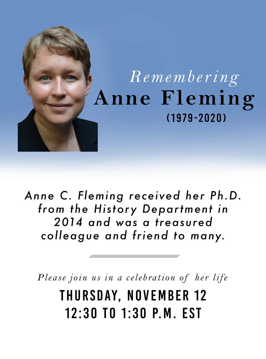 Flyer for Anne Fleming Memorial