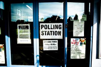 Image of a polling place sign