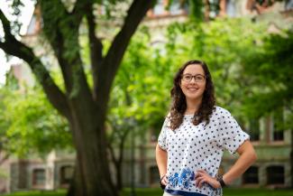 Hannah De Oliveira, a rising senior in the College of Arts and Sciences, on College Green in July 2022.